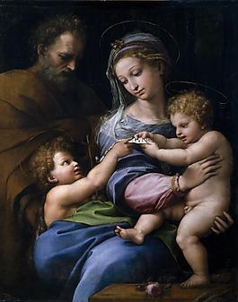 Raphael - The Holy Family with little Saint John, or The Virgin with a Rose, Ca. 1520意大利画家拉斐尔Raphael