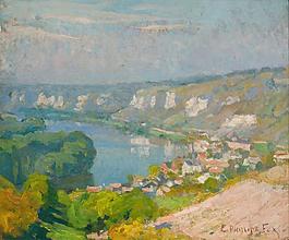 Emanuel Phillips Fox - The Village of Les Andelys.jpeg大师画家风景画静物油画建筑油画装饰画