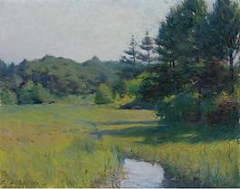 Frank Weston Benson - River Scene, 1921大师画家风景画静物油画建筑油画装饰画