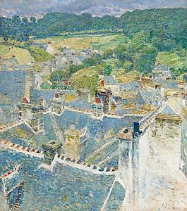 Frederick Childe Hassam - Rooftops, Pont-Aven, Brittany, 1897大师画家风景画静物油画建筑油画装饰画