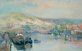 Albert Lebourg - Sailing Boat at the Bank of the Seine near Rouen大师画家风景画静物油画建筑油画装饰画