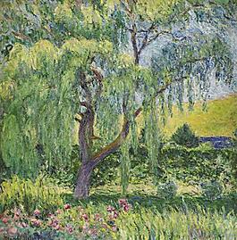 Blanche Hoschede-Monet - Giverny, Willow and Roses大师画家风景画静物油画建筑油画装饰画