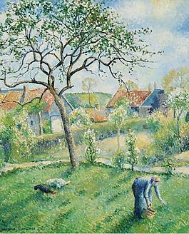 Georges Manzana-Pissarro - Apple Trees in Bloom, 1953大师画家风景画静物油画建筑油画装饰画