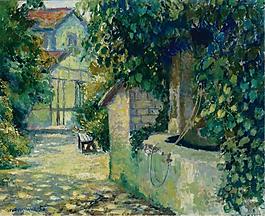 Georges Manzana-Pissarro - The Well at Menton, 1956大师画家风景画静物油画建筑油画装饰画
