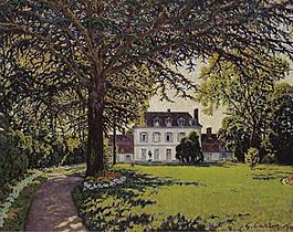 Gustave Cariot - The Park of Chateau at Perigny, 1910大师画家风景画静物油画建筑油画装饰画
