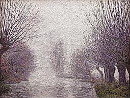 Gustave Cariot - The Willows near the Mill, 1902大师画家风景画静物油画建筑油画装饰画