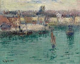 Gustave Loiseau - Dieppe, the Port of Avant, 1929大师画家风景画静物油画建筑油画装饰画