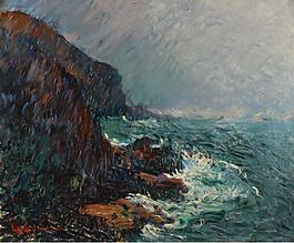 Gustave Loiseau - The Cliffs in Normandie大师画家风景画静物油画建筑油画装饰画