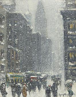 Guy Carleton Wiggins - Blizzard in New York大师画家风景画静物油画建筑油画装饰画
