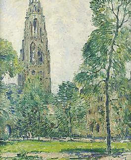 Guy Carleton Wiggins - Clock Tower, Harkness Memorial, 1930s大师画家风景画静物油画建筑油画装饰画
