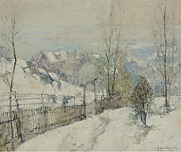 Guy Carleton Wiggins - Lightly Falling Snow, 1917大师画家风景画静物油画建筑油画装饰画
