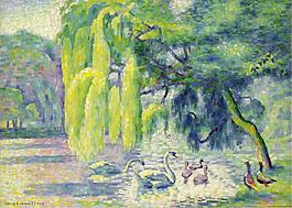 Henri Edmond Cross - Swans Family, 1899-1900大师画家风景画静物油画建筑油画装饰画