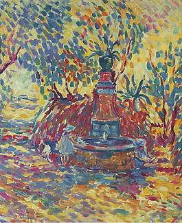 Henri Lebasque - Saint-Tropez, Girls near the Fountain, 1906大师画家风景画静物油画建筑油画装饰画
