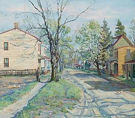 Hugh Campbell - Spring on Risdon Street, Mount. Holly, New Jersey, 1944大师画家风景画静物油画建筑油画装饰画