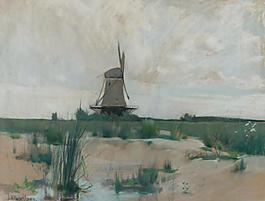 John Henry Twachtman - The Windmill, 1885大师画家风景画静物油画建筑油画装饰画