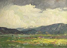 Joseph Henry Sharp - Sun Burst, Taos Mountains大师画家风景画静物油画建筑油画装饰画
