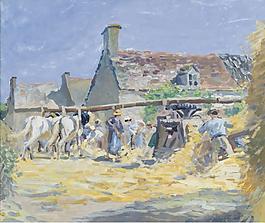 Ludovic Piette - Hay Moving at Montfoucault, 1876大师画家风景画静物油画建筑油画装饰画