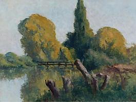 Maximilien Luce - Rolleboise, Small Arm of the Seine in Autumn, 1920-22大师画家风景画静物油画建筑油画装饰画
