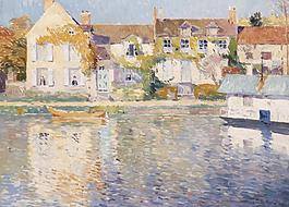 Paul Mathieu - Boat on the River大师画家风景画静物油画建筑油画装饰画