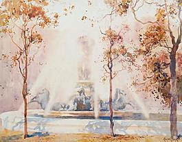 Penleigh Boyd - Bronze Horse Fountain, 1912大师画家风景画静物油画建筑油画装饰画