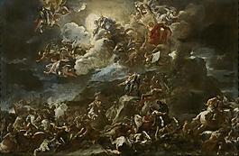 Giordano, Luca - Victoria de los israelitas y cantico de Debora, Ca. 1692意大利画家卢卡焦尔达诺Fa Presto人物油画装饰画