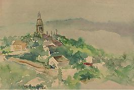 Theodore Robinson - Village Scene, 1892大师画家风景画静物油画建筑油画装饰画
