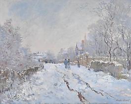 Snow Scene at Argenteuil, 1875法国画家克劳德.莫奈oscar claude Monet风景油画装饰画