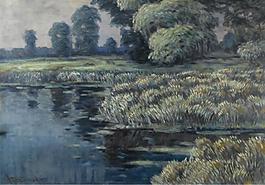 Vaclav Radimsky - Willows and Reeads in a River Landscape大师画家风景画静物油画建筑油画装饰画