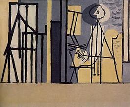 1928 Peintre dans son atelier西班牙画家巴勃罗毕加索抽象油画人物人体油画装饰画
