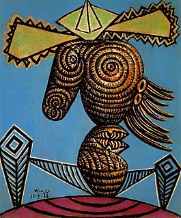 1938 Figure f淇秈nine au chapeau, assise sur une chaise西班牙画家巴勃罗毕加索抽象油画人物人体油画装饰画