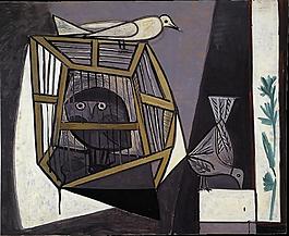 1947 Cage avec chouette西班牙画家巴勃罗毕加索抽象油画人物人体油画装饰画