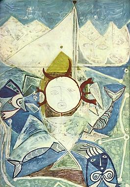 1947 Ulysse et les sir濡宔s西班牙画家巴勃罗毕加索抽象油画人物人体油画装饰画