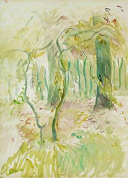 Berthe Morisot - The Thicket, 1894欧美欧式高清大师风景油画装饰印象风景油画作品