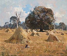 Arthur Streeton - Oat Harvest澳大利亚画家Arthur Streeton印象派风景油画装饰画
