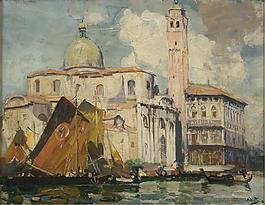Arthur Streeton - Palazzo Labia, Venice, 1908澳大利亚画家Arthur Streeton印象派风景油画装饰画