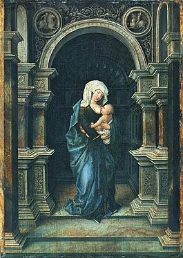 Anonymous Flemish Artist - The Virgin, standing, with Christ Child at her Breast, 1530荷兰画家Anonymous西