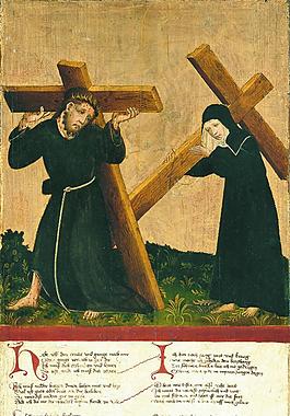 Anonymous German Artist active in the Muddle Rhine - Christ bearing the Cross (reverse), 1420荷兰画家Ano
