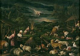 Bassano (Workshop) - Noe Afterl Diluvio, Second half of 16 Century大师画家古典画古典建筑古典景物装饰画油画