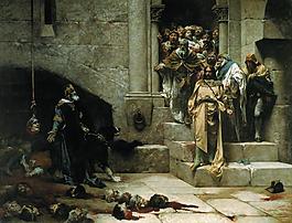 Casado del Alisal, Jose - La leyenda del rey Monje, o La campana de Huesca, 1880西方古典风景建筑自然水景山水田园动物印象