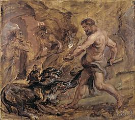 Rubens, Peter Paul - Hercules and Cerberus, Ca. 1636德国画家彼得保罗鲁本斯peter paul rubens宫廷人物人体油画装饰画