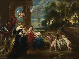 the Studio of Peter Paul Rubens - The Holy Family with Saints in a Landscape德国画家彼得保罗鲁本斯peter paul ru