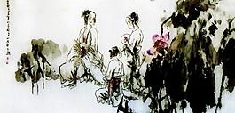 荷花仕女图片