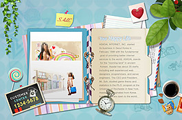 蓝色背景前的纸张和小黑板