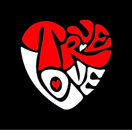 True Love文字组成的心形矢量素材