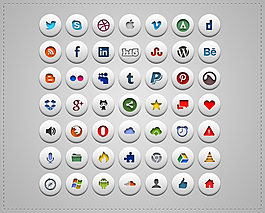 精致彩色圆形手机网页按钮PSD