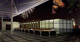 室外空间酒吧3d效果图图片