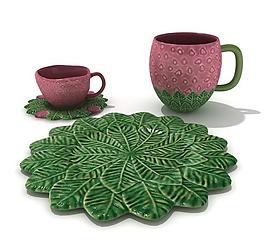 茶杯 杯垫 餐具模型图片