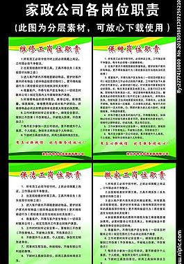 家政公司岗位职责展板图片