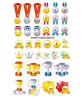 金银铜牌奖杯等矢量素材集