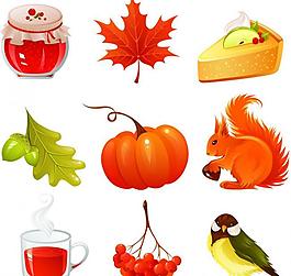 秋天矢量图标图片